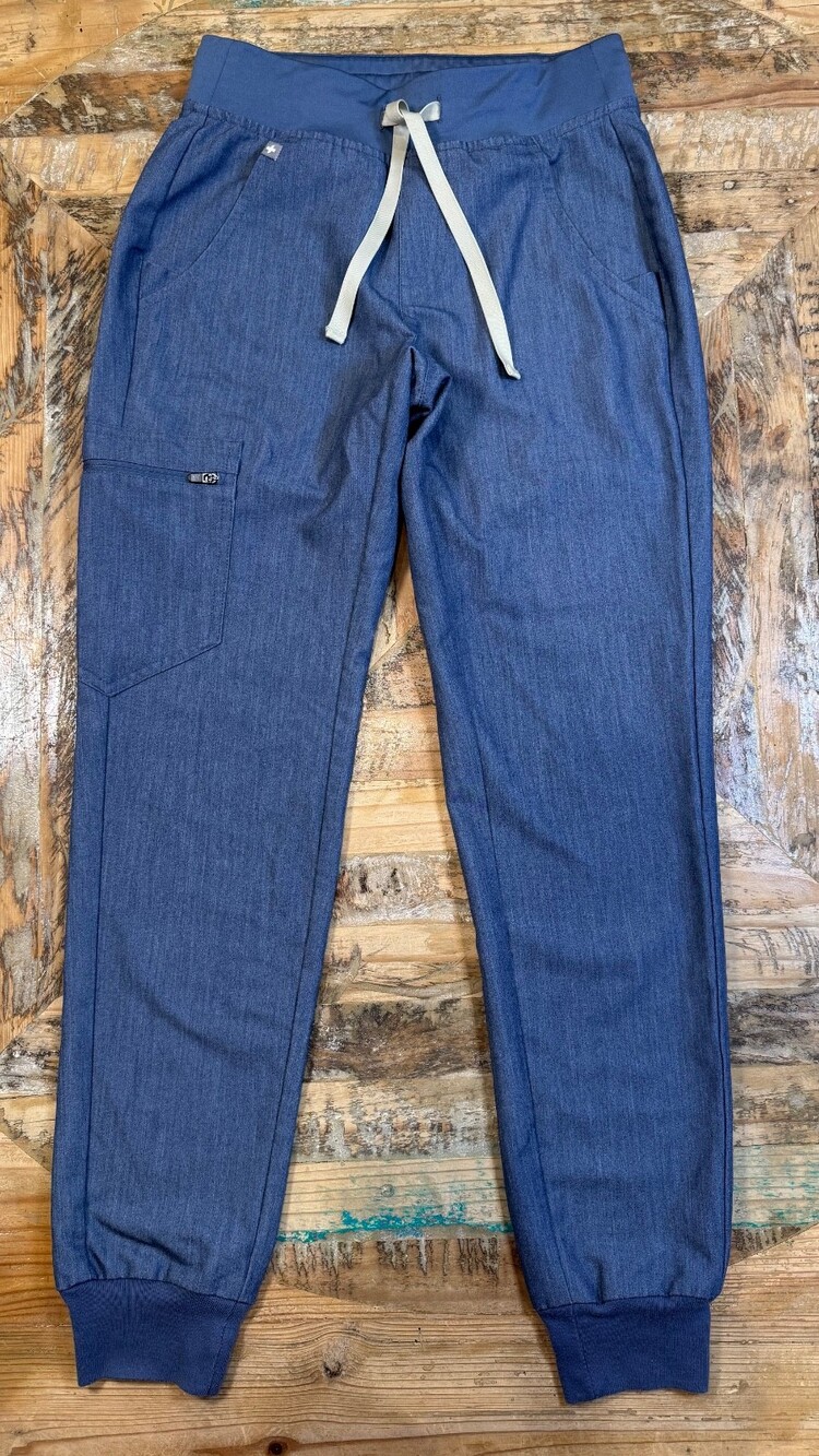 Figs Scrubs Zamore Joggers XXS Heathered Denim limited edition HTF Nurse Dental